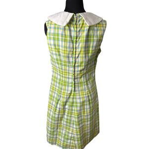 Vintage 60’s 70’s Handmade Peter Pan A Line Shift Dress Plaid Mod